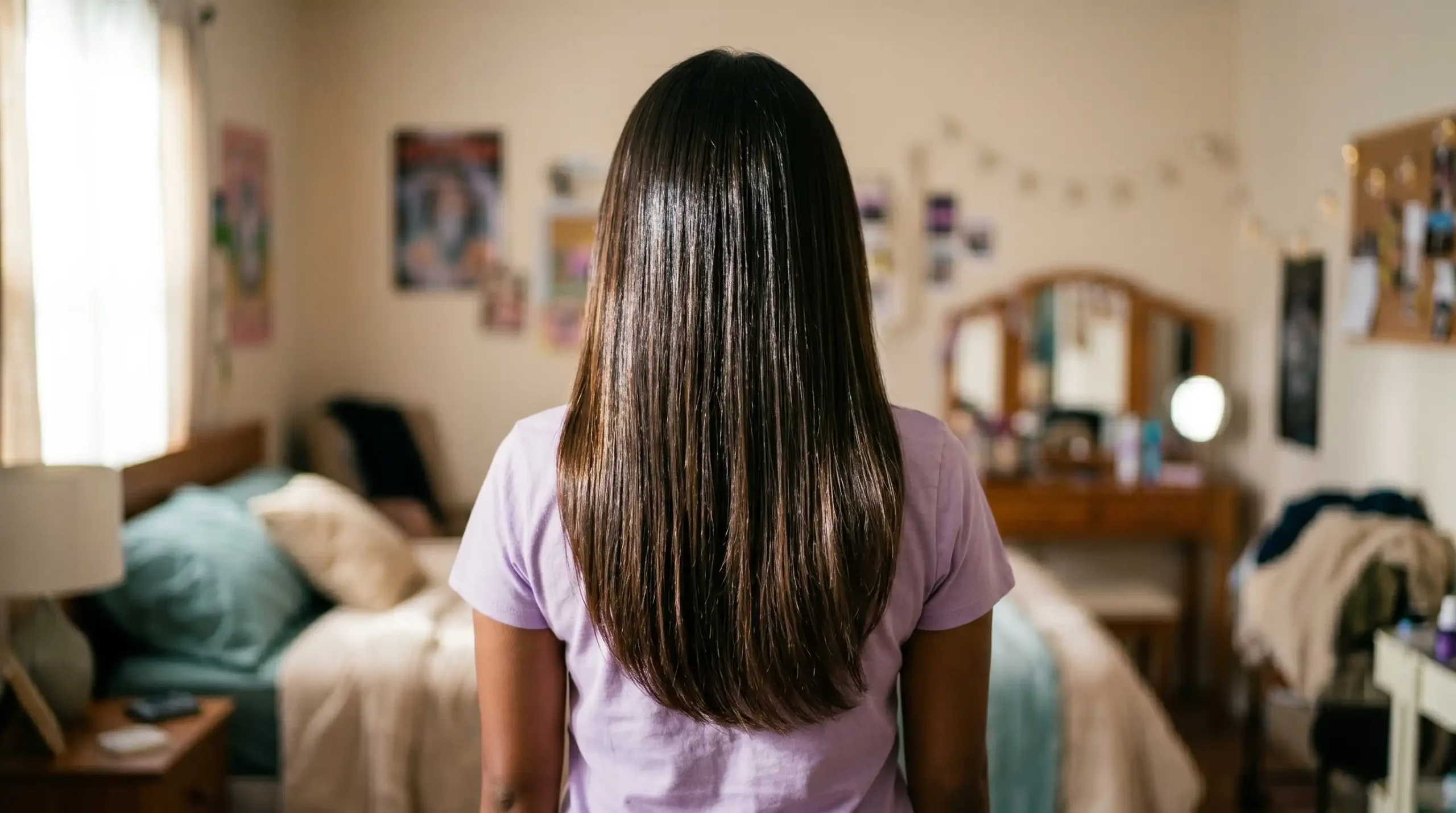 Después: Cabello largo, sedoso, brillante y con volumen